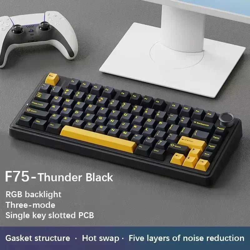 Gaming Mechanical Keyboard AULA F75 2.4G Wireless/Bluetooth/Wired RGB Customized 75% Layout Gasket Structure Gaming Accessories