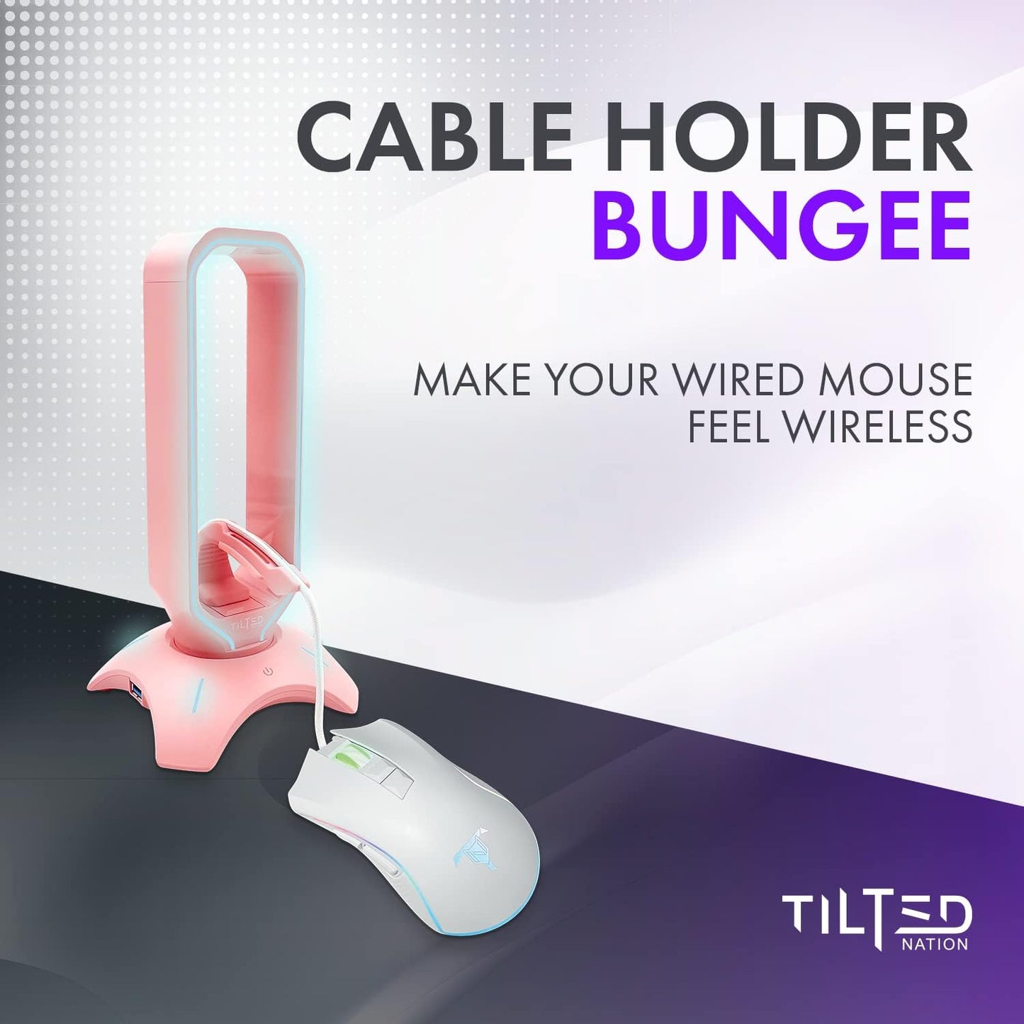 Cute Headphone Stand Pink | Headset Stand with RGB, Mouse Bungee Holder, and 2 Port USB Hub Charger - Desk Gaming Accessories