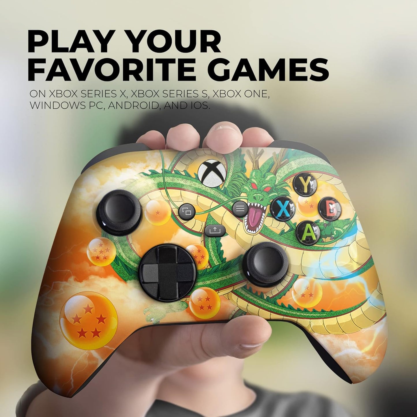 Shenron Draggonbaallz Custom X-Box Controller Wireless Compatible with X-Box One/Series X/S Proudly Customized in USA with Permanent HYDRO-DIP Printing (NOT JUST a SKIN)