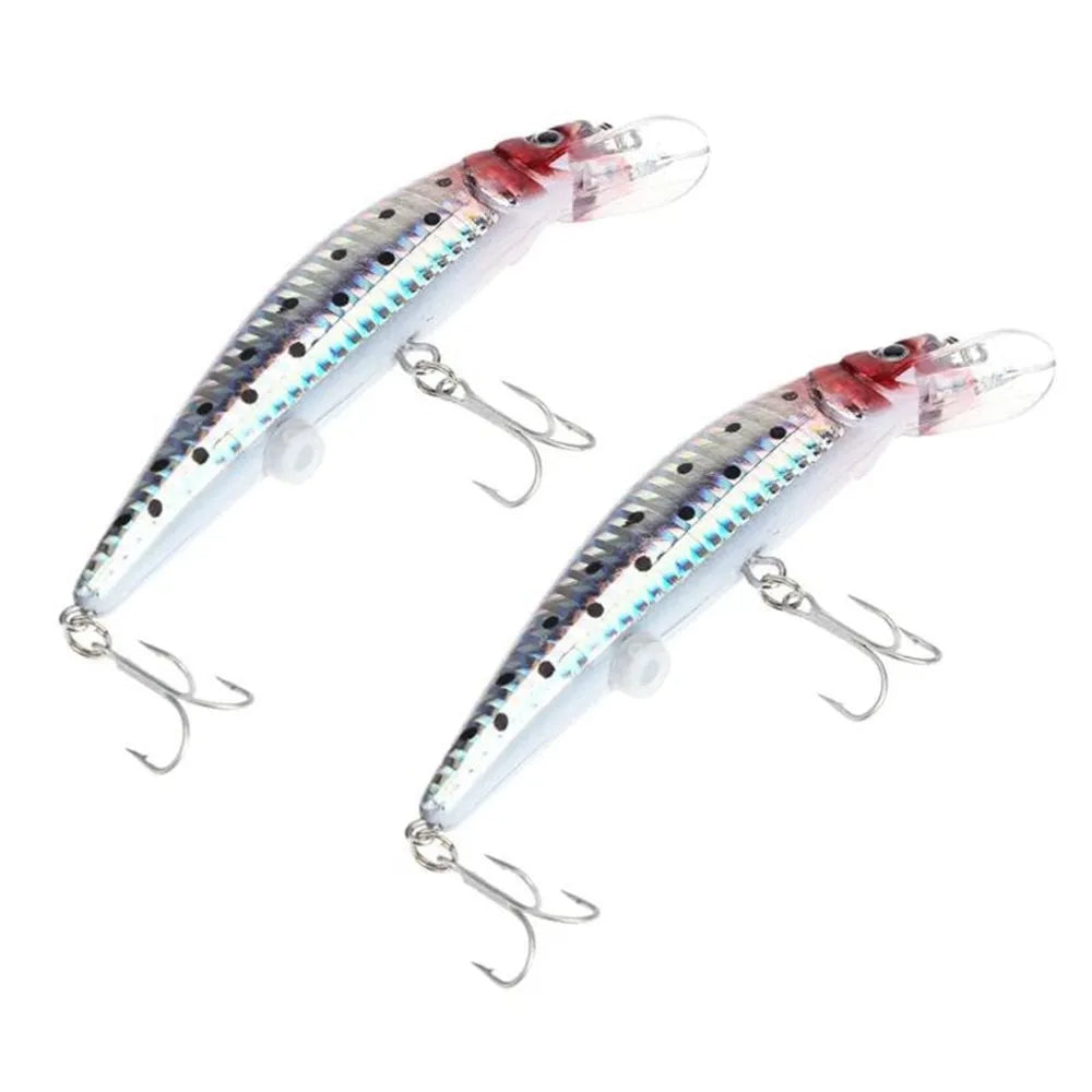Simulated Fishing Lures Bait Electric Life-Like Vibrate Fishing Lures USB Rechargeable Flashing LED Light Throw Luminous Bait
