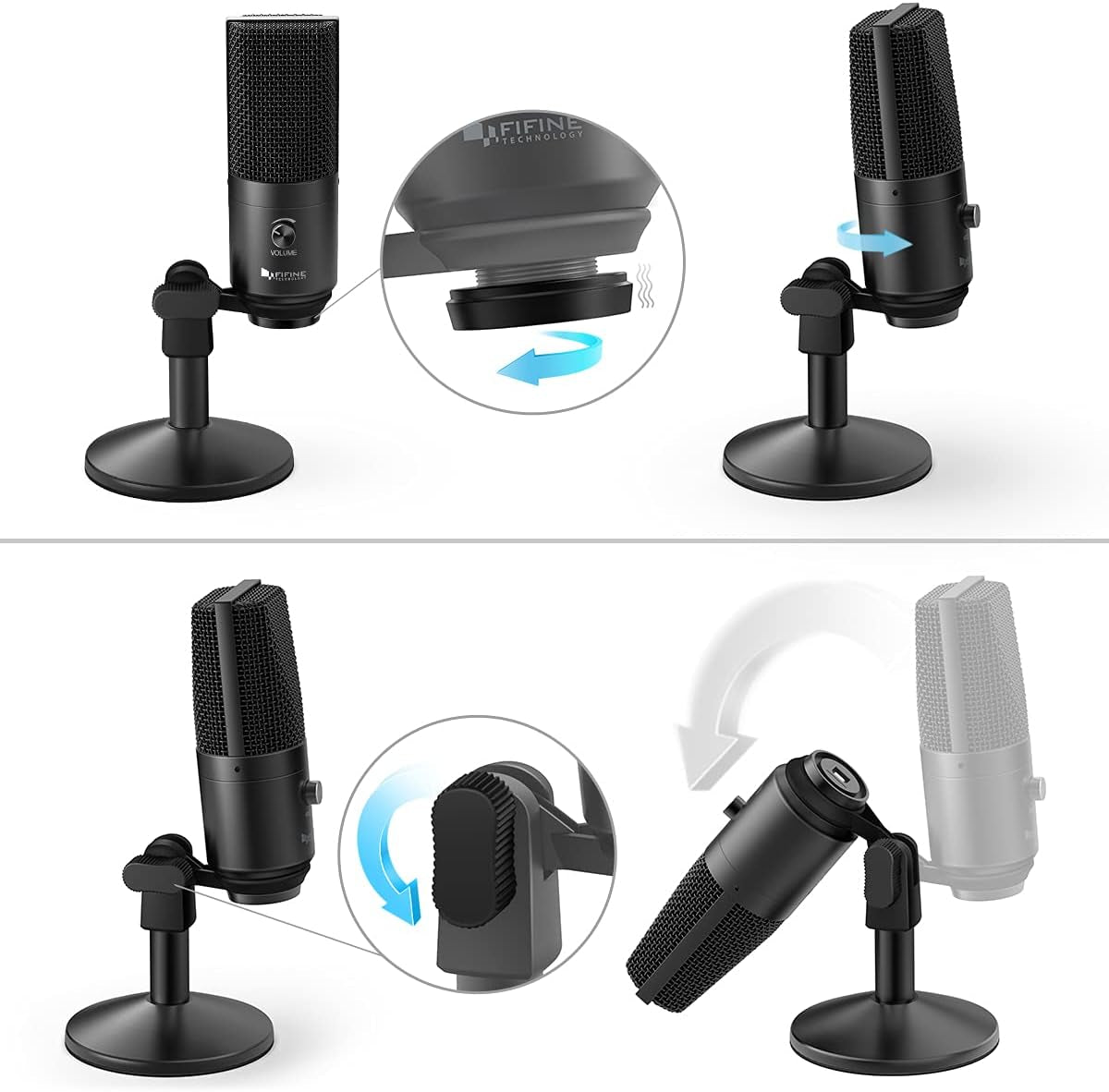 Fifine Podcast Microphone USB with Headphone Monitoring 3.5Mm Jack and Pluggable USB Connectivity Cable for Computer,Pc,Mac/Windows,Recording Voice Over, Streaming Twitch/Gaming/Youtube/Discord-K670B