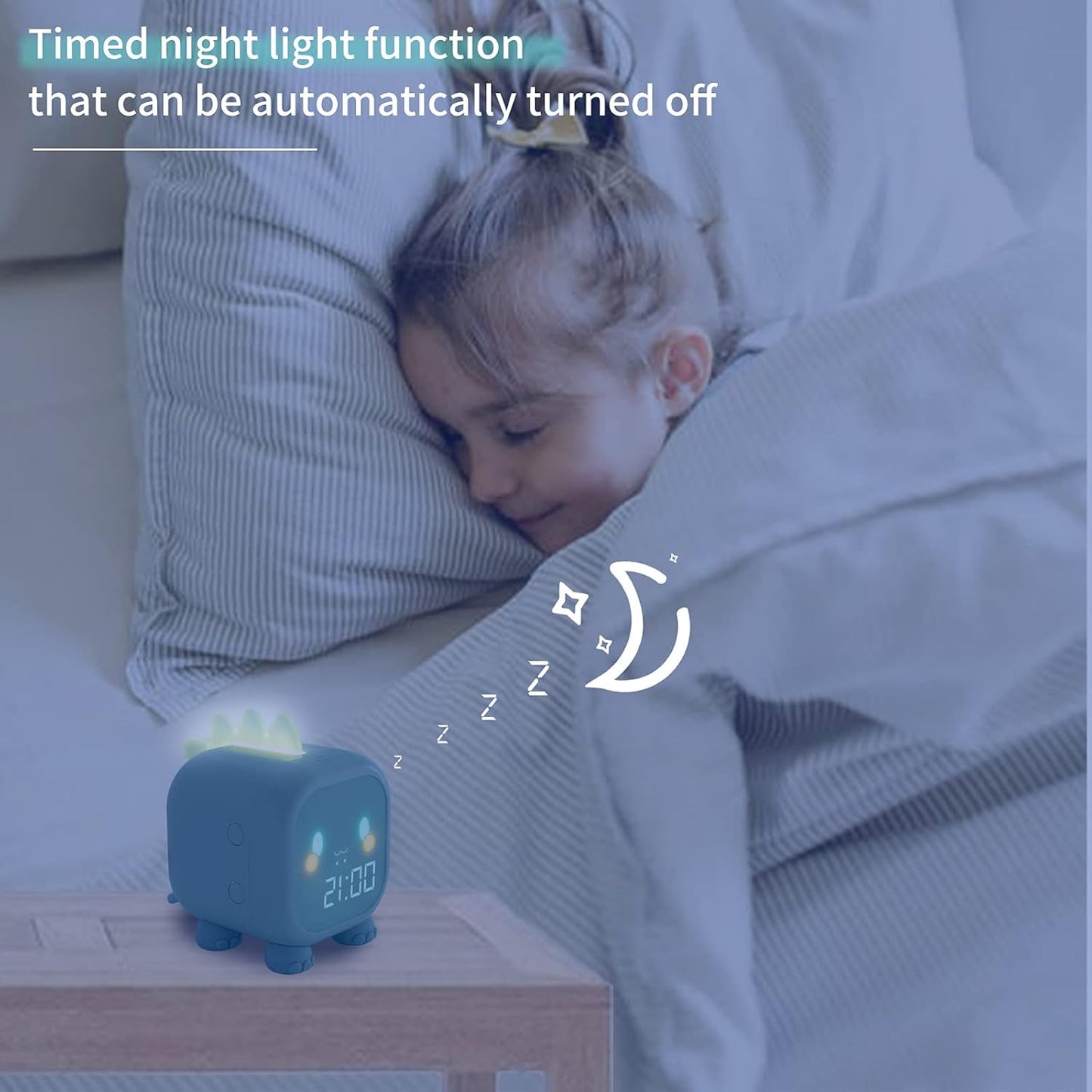 Kids Alarm Clock Children Bedroom Sleep Trainer with Snooze Wake up Light&Night Light Cute Digital Dinosaur Clock with USB for Boys Girls Gifts