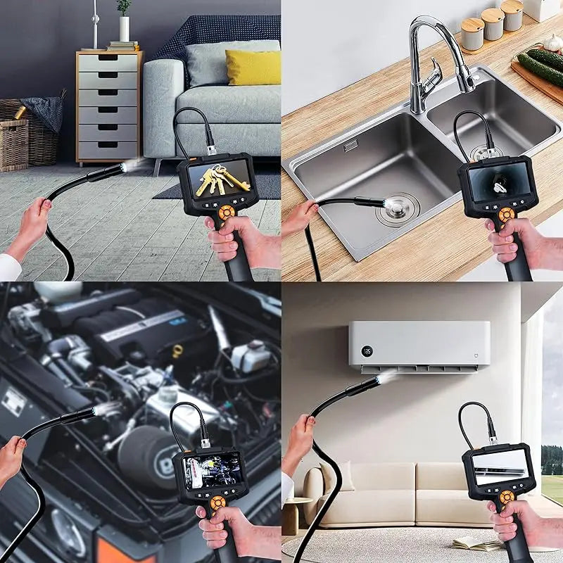 Endoscope Camera with 4.3 Inch IPS HD Screen Borescope Camera HD1080P with 8LED Lights IP67 Waterproof Inspection Camera for Car
