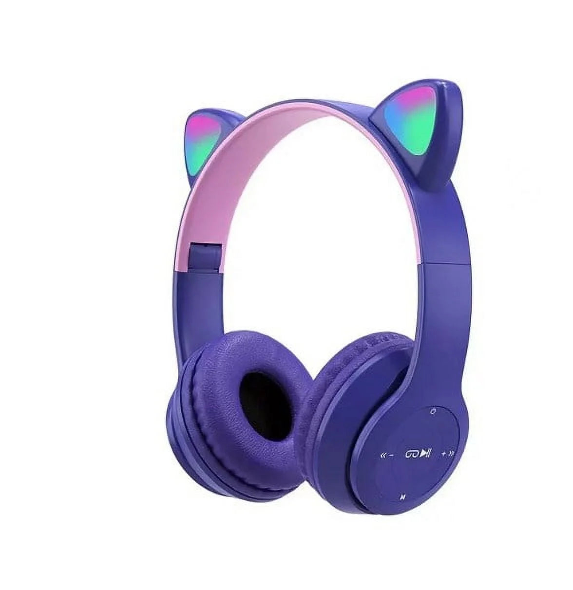 Kids Headphones, Cat Ear Wireless Headphones, LED Light up Bluetooth over on Ear Purple Headphones for Toddler Boy Girl Teen Children with Microphone,Purple