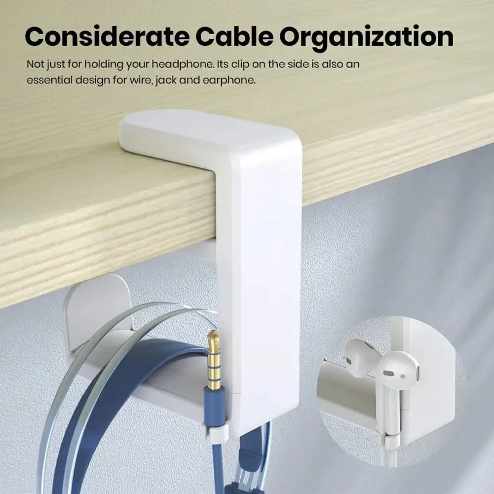 Pc Headphone Stand No Punch Table Clip Hook Headphone Holder 360 Degree Rotating Headphone Holder Miscellaneous Storage Hanging