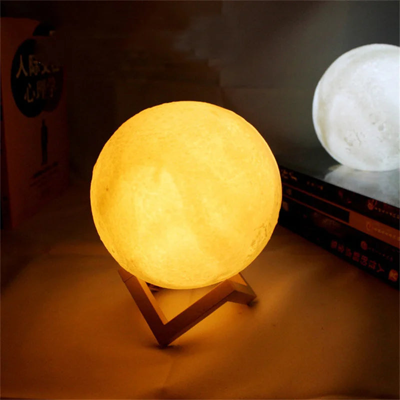 Led Moon Lamp Night Light 3D Printed 8/10/12Cm Lunar Lamp Battery Powered Colorful Moon Light Lamps for Kids Christmas Gift
