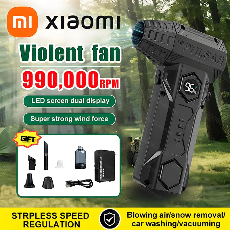 Xiaomi Turbo Jet Blower 990000RPM High Power Air Blower Brushless Motor Turbo Fan Wind Speed 75M/S 10000Mah Violent Air Blower