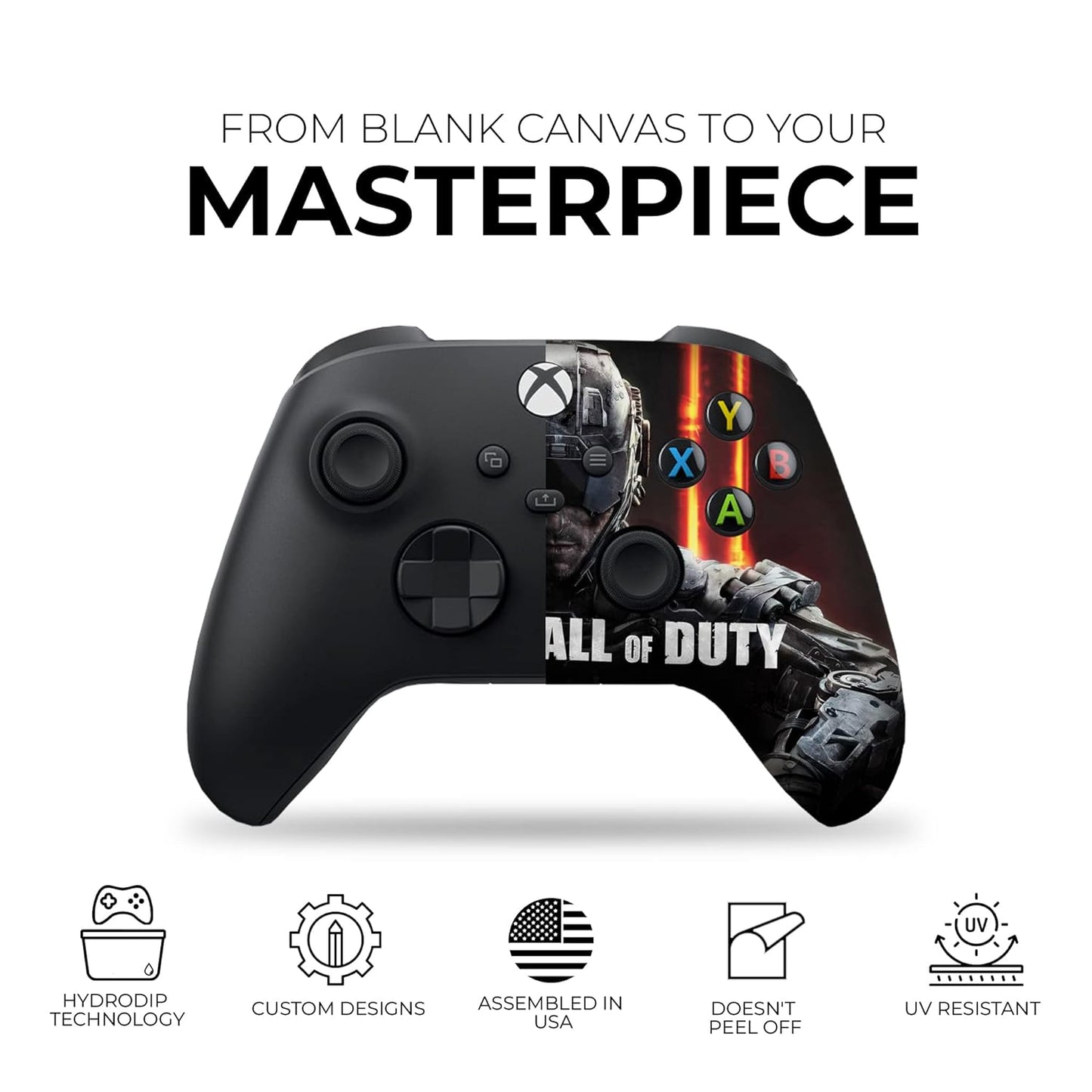 Calls of Dutty Dual Custom X-Box Controller Wireless Compatible with X-Box One/Series X/S Proudly Customized in USA with Permanent HYDRO-DIP Printing(Not JUST a SKIN) MODDED