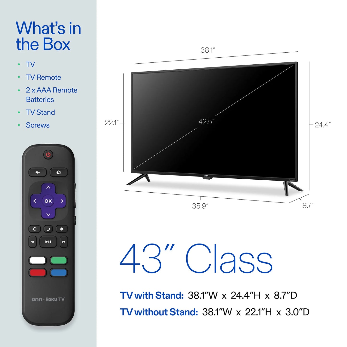 43” Class 4K UHD (2160P) LED Roku Smart Television HDR (100012584)