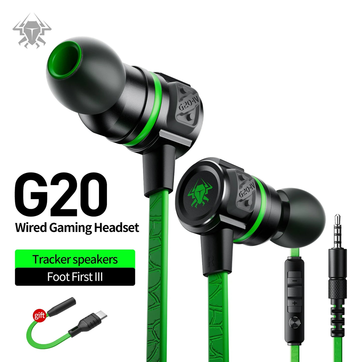 Gaming Headphone TYPE C/3.5Mm G20 Hammerhead Bass Earphones with Mic Gaming Headset for PUBG Gamer Play Wired Earphone for Phone