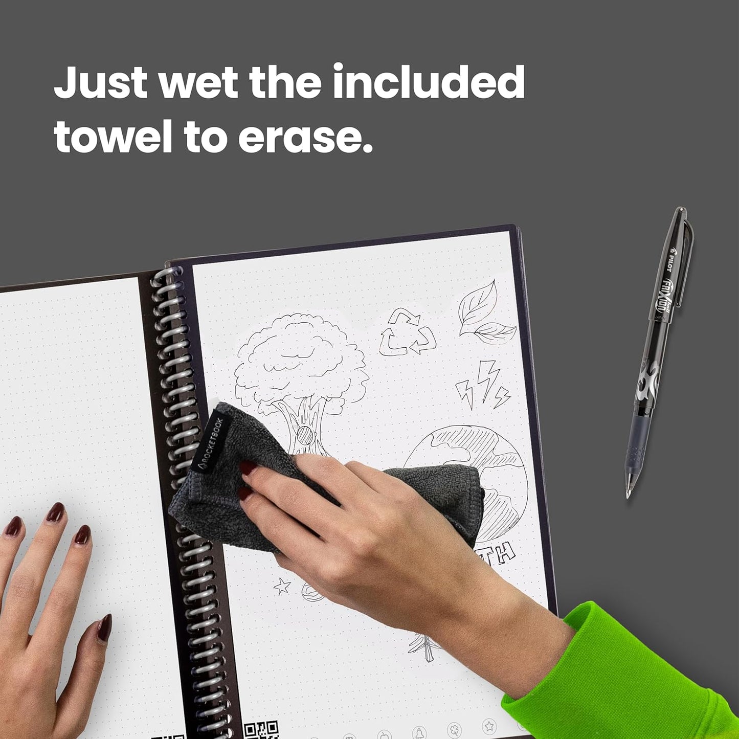 Rocketbook Core Reusable Spiral tebook, Letter Size 8.5X11, Teal - Dotted Pages, App-Connected, Erasable, Durable Cover, Ideal for School, Work, and Creative Projects