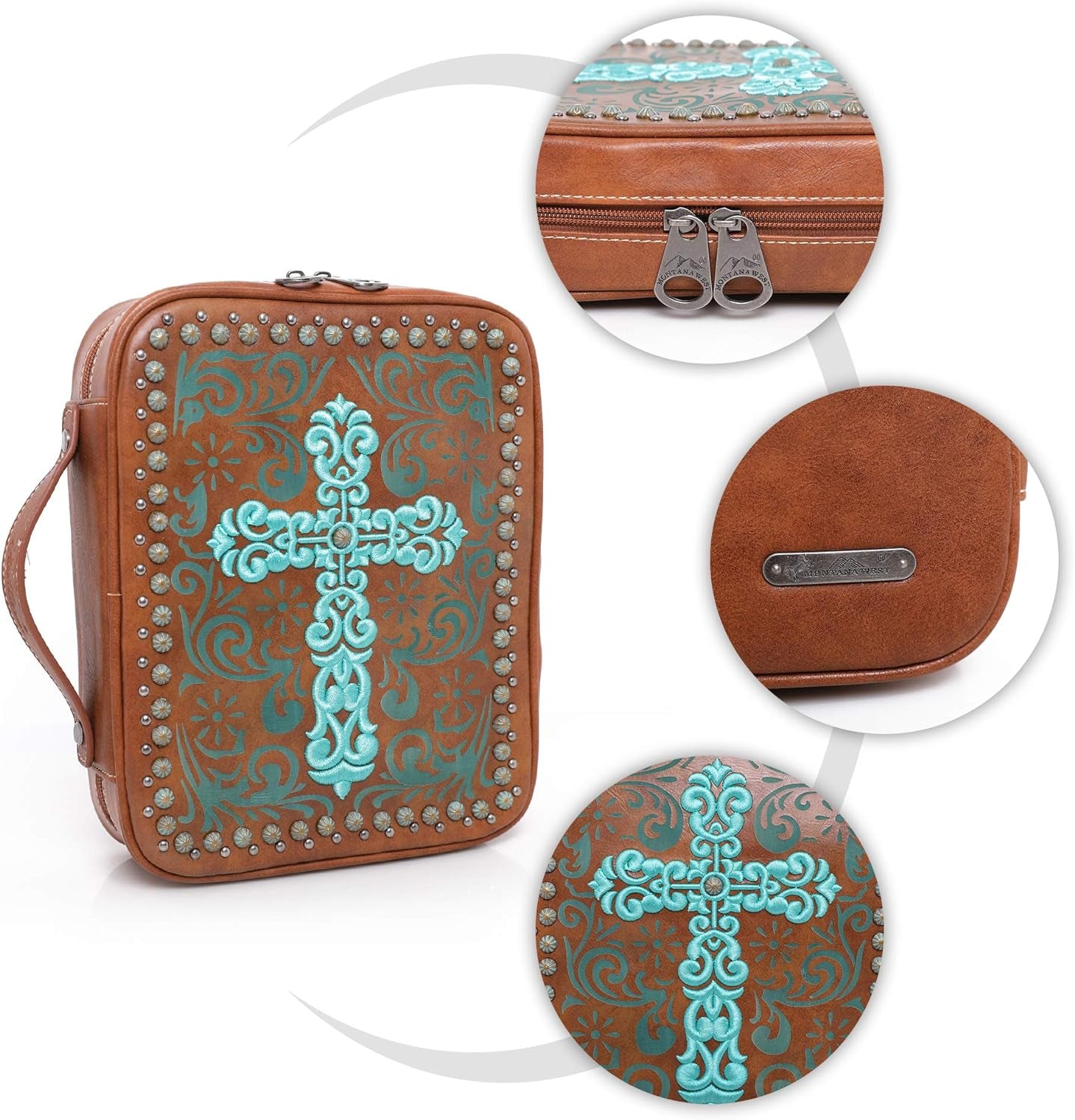 Western Style Embroidered Bible Covers for Women Men Bible Carrying Case Church Bag Bible Protective
