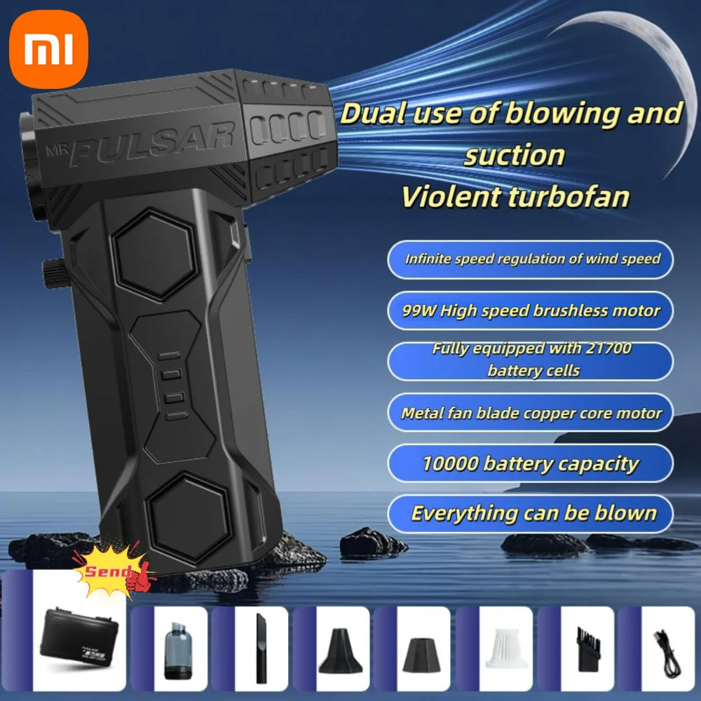 Xiaomi Turbo Jet Blower 990000RPM High Power Air Blower Brushless Motor Turbo Fan Wind Speed 75M/S 10000Mah Violent Air Blower
