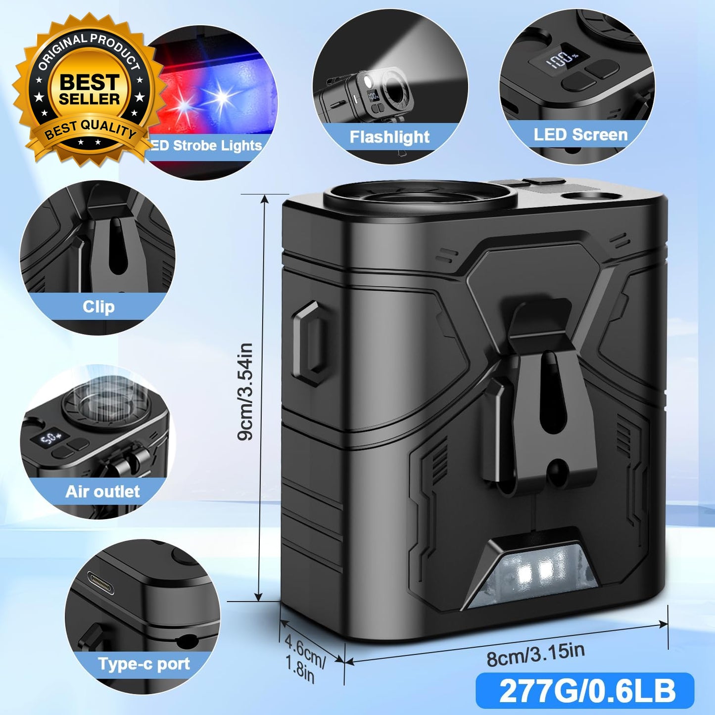 20000Mah Portable Waist Fan Clip Belt Shirt Body Rechargeable Battery 5 Speeds
