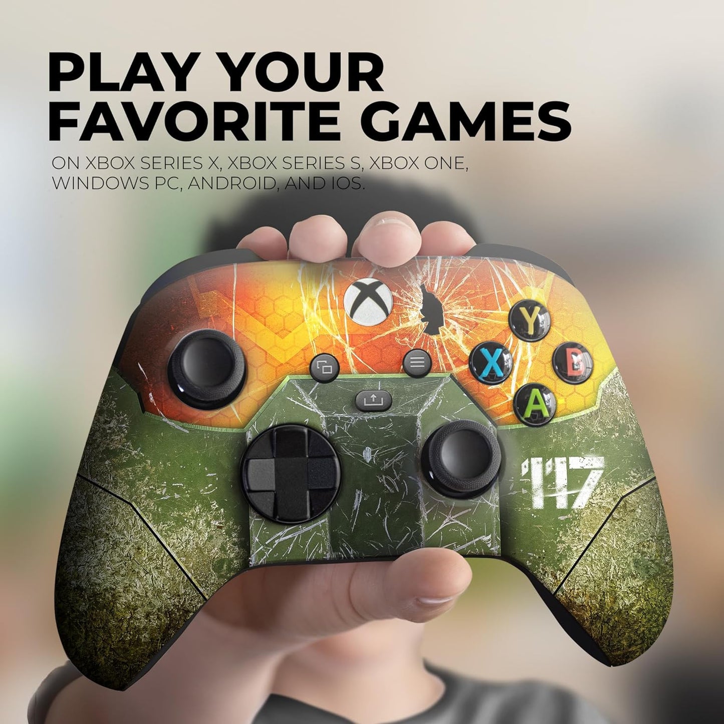 Hallo Mastter Cheif X-Box Controller Wireless Compatible with X-Box One/Series X/S Proudly Customized in USA with Permanent HYDRO-DIP Printing (NOT JUST a SKIN)