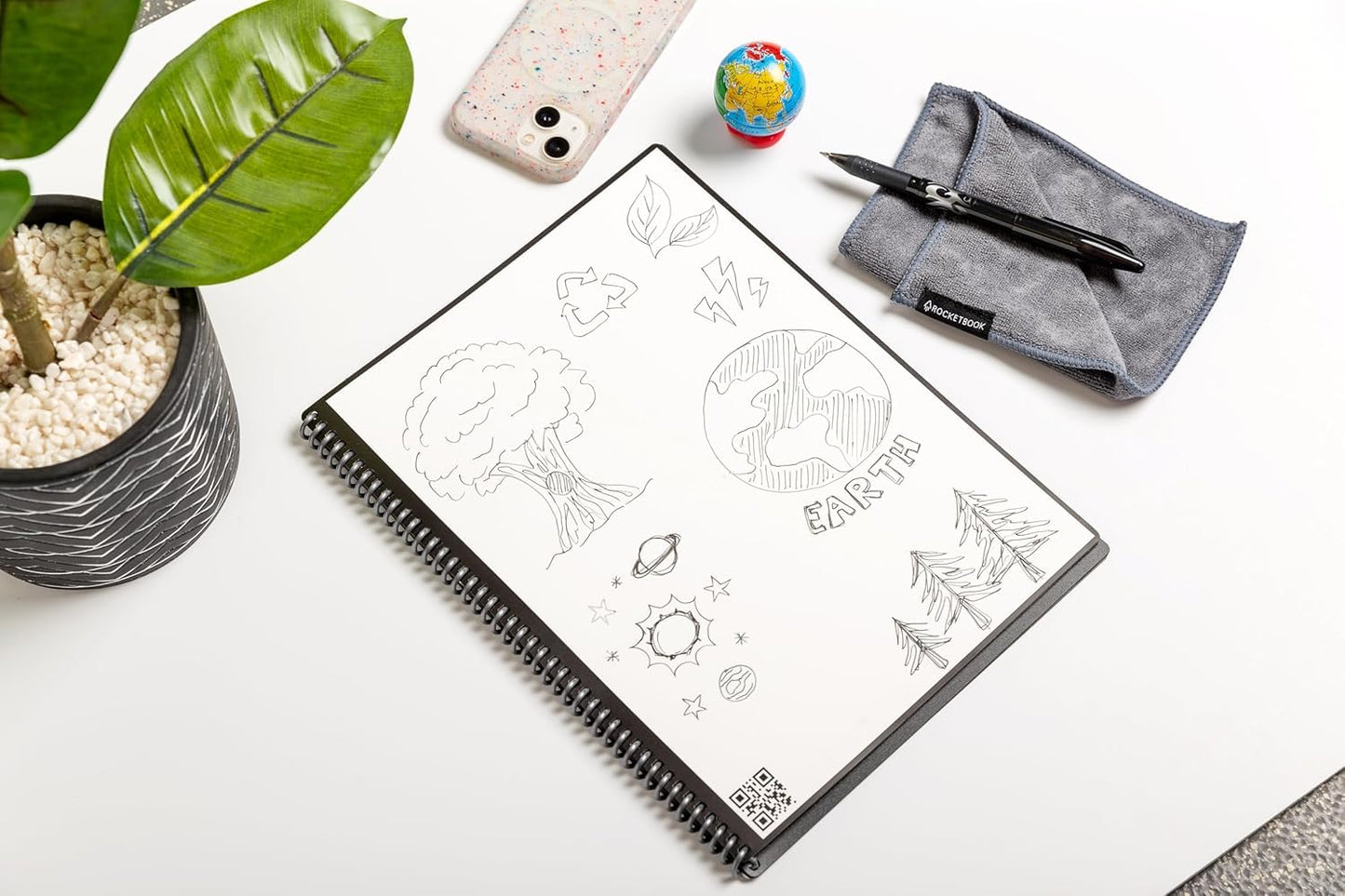 Rocketbook Core Reusable Spiral tebook, Letter Size 8.5X11, Teal - Dotted Pages, App-Connected, Erasable, Durable Cover, Ideal for School, Work, and Creative Projects