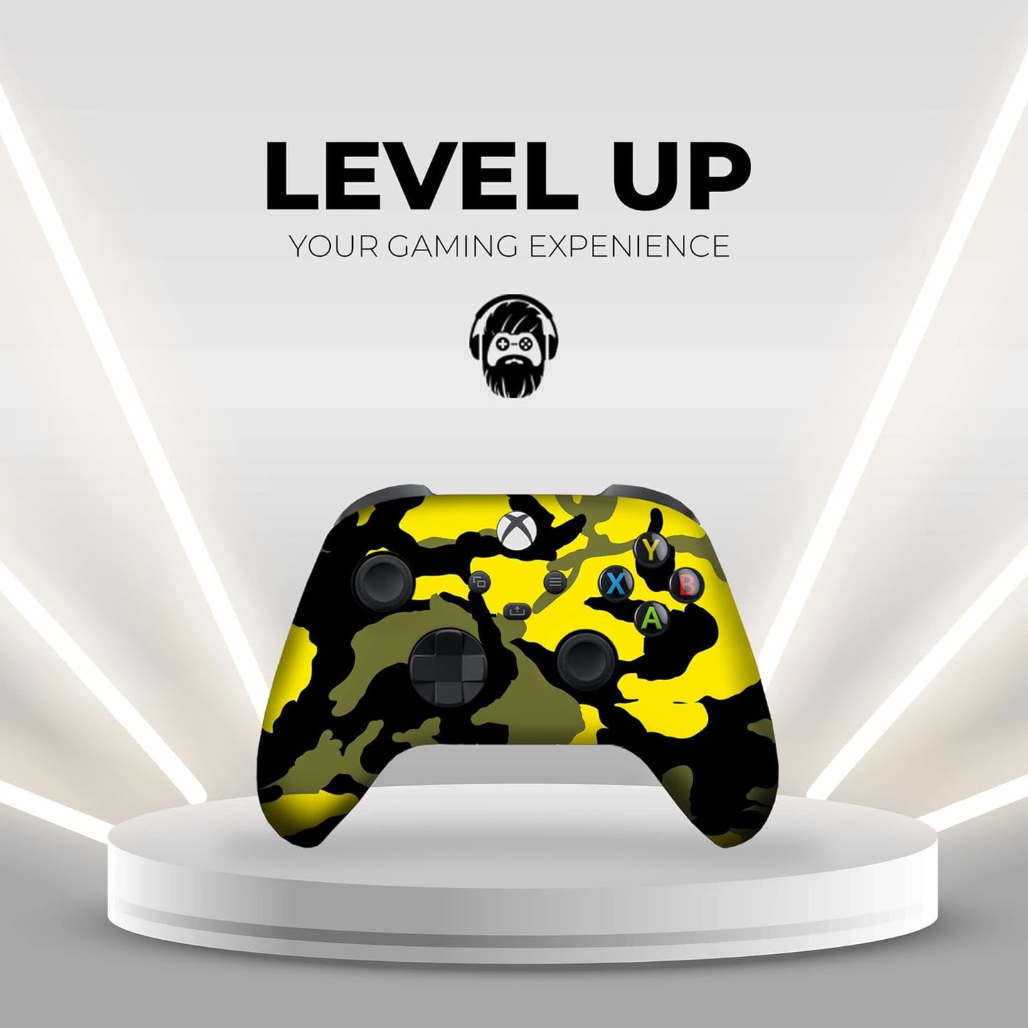 Yellow Camo Custom X-Box Controller Wireless Compatible with X-Box One/Series X/S Proudly Customized in USA with Permanent HYDRO-DIP Printing (NOT JUST a SKIN)