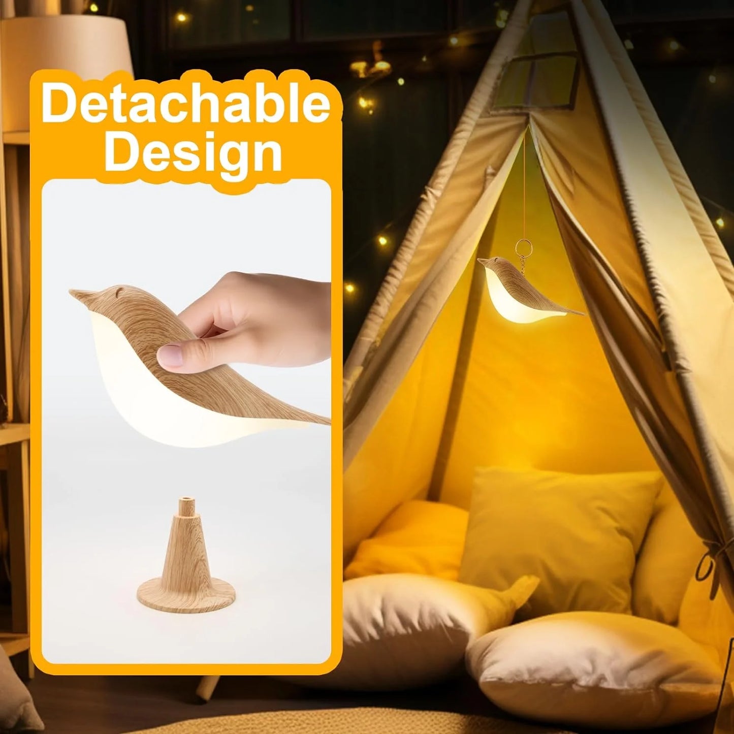 Table Lamp, Touch Control Bird Lamps, Bedside Lamp, Brid Night Light, Cordless Small Desk Lamps Battery Operated Nightstand Lamp, 3-Way Dimmable Light, Rechargeable Decorative Desk Lamp