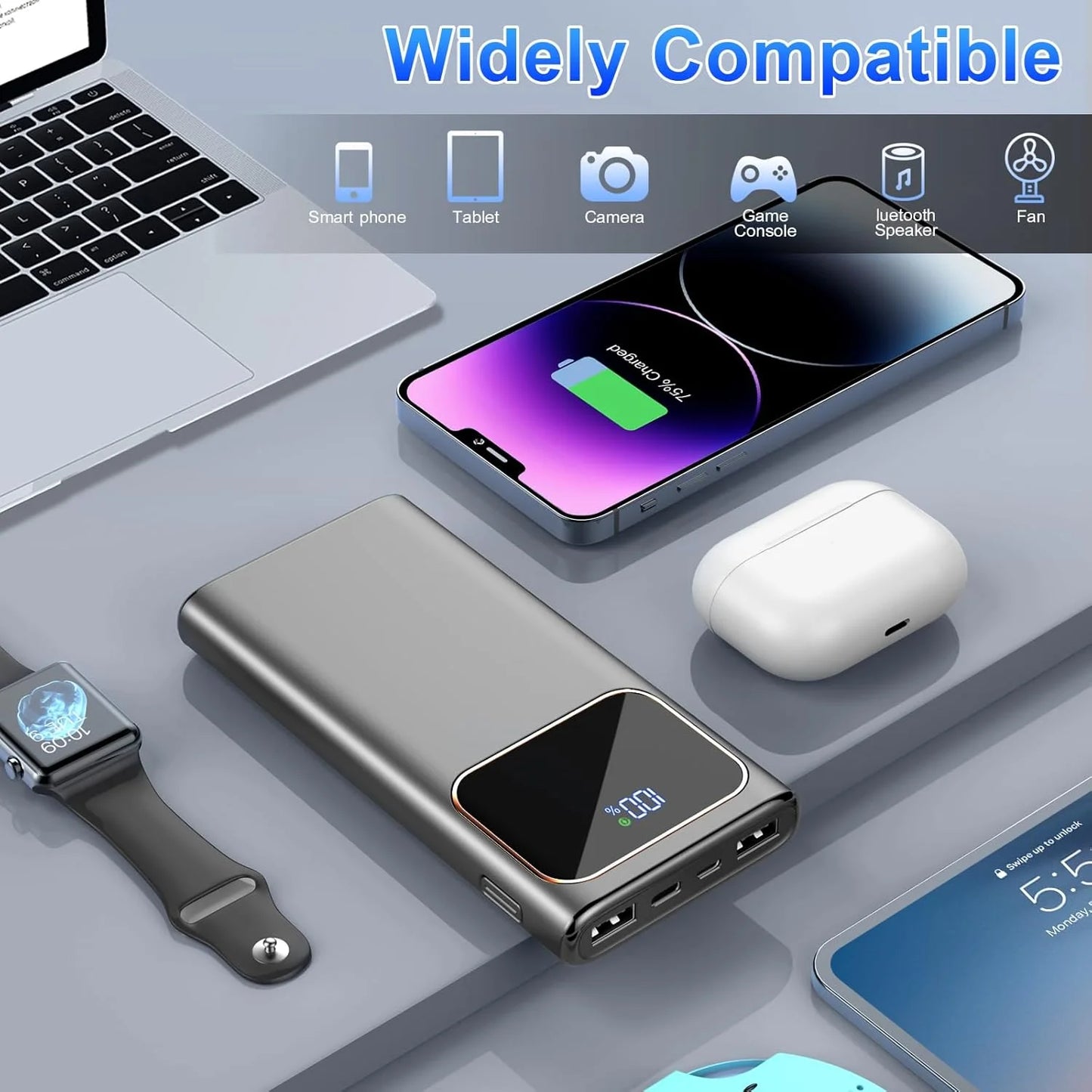 20000Mah Power Bank, Portable Charger, 22.5W Fast Charging Battery Pack with Usb-C/Usb-A Output, LED Digital Display Cell Phone Battery Pack Compatible with Iphone, Android Et