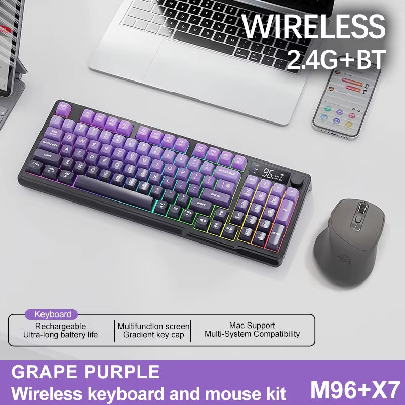 M96 Wireless Keyboard with Screen,Gaming Keyboard Bluetooth Dual-Mode Connection,Multi-Device Linking,Ergonomic