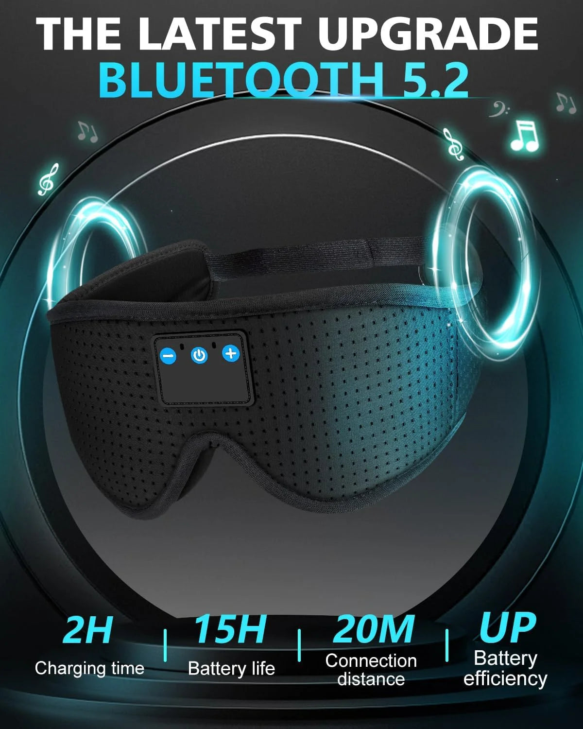 Bluetooth Sleep Mask Headphones,Blackout Sleepathy Sleep Mask Upgraded 3D Contoured Sleep Headphones Sleep Mask Gift Gadgets for Men & Women Great for Travel/Nap/Night Relaxation Black