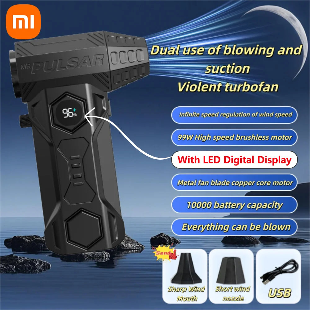 Xiaomi Turbo Jet Blower 990000RPM High Power Air Blower Brushless Motor Turbo Fan Wind Speed 75M/S 10000Mah Violent Air Blower