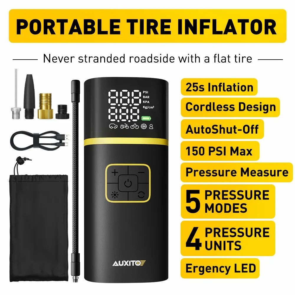 Rechargeable Air Pump Tire Inflator Portable Compressor Digital Cordless Car Tyre Inflator for Motocycle Bicycle Balls