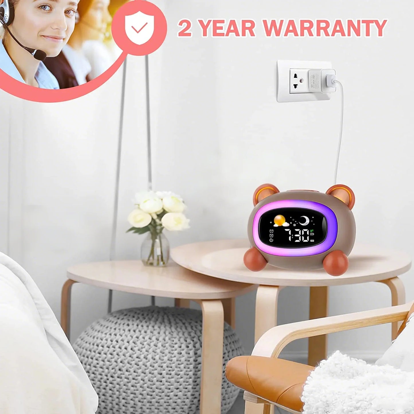 Alarm Clock for Kids, Ok to Wake Clock, Sleep Training Digital Clock with 5 Night Light