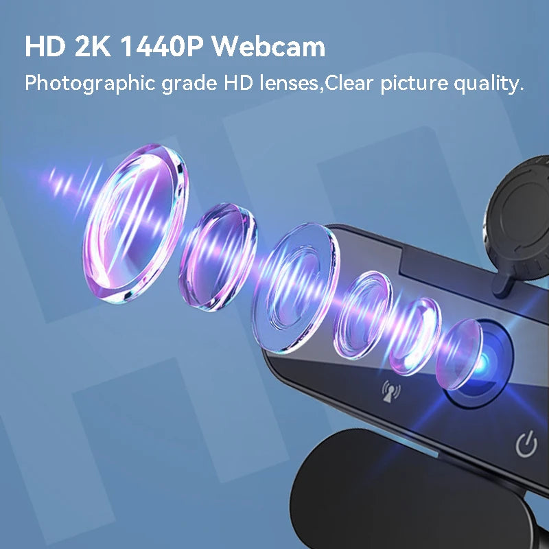 Ultra HD 2K PC Webcam USB Webcams Auto Focus Computer Web Cam with Microphone Camera for Live Streaming/ Video/ Conference