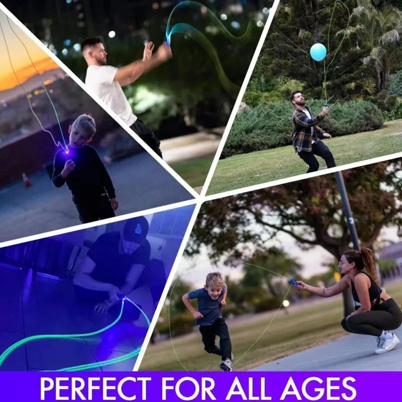 String Toy Loop Glow in the Dark Portable Rope Launcher Fidget Toy USB Electric Handheld String Cool Toy for Kids Gift