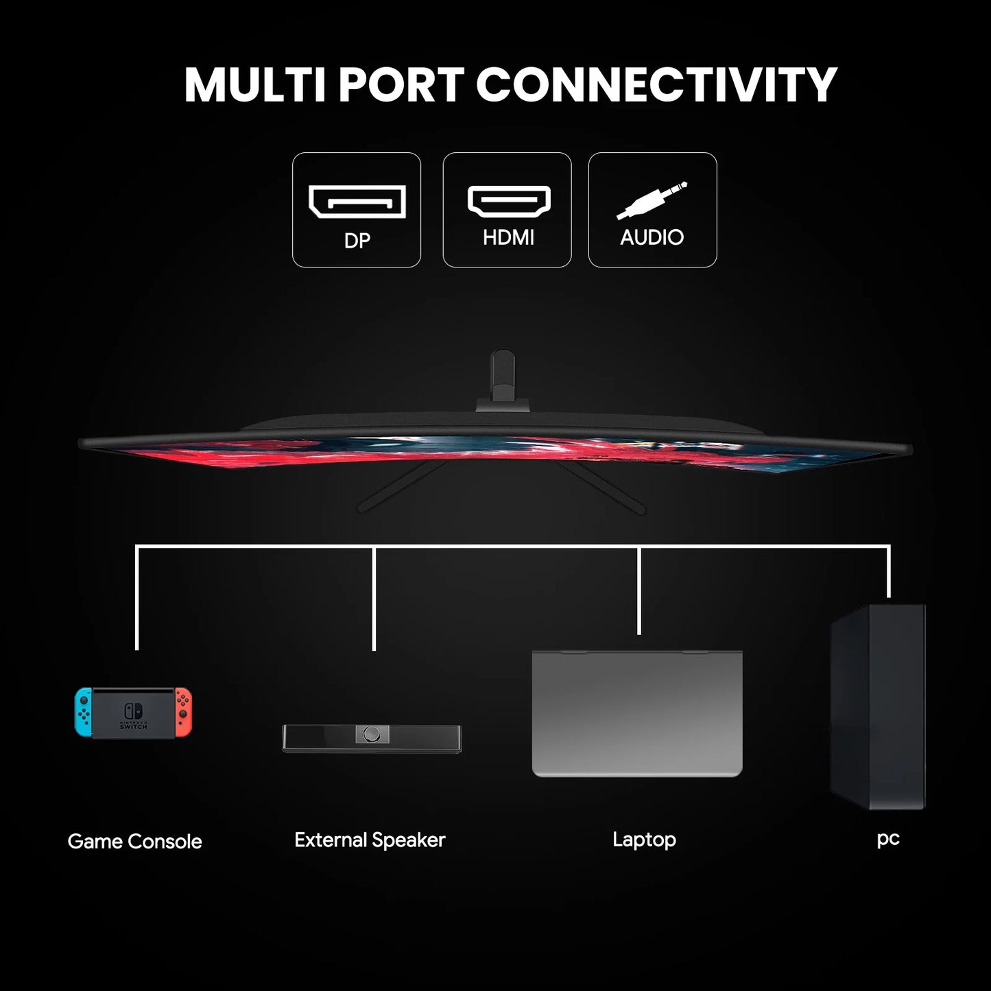24" 165Hz/180Hz Curved Gaming Monitor,Fhd 1080P Computer Monitor,Freesync,120% Srgb,Low Motion Blur-Black