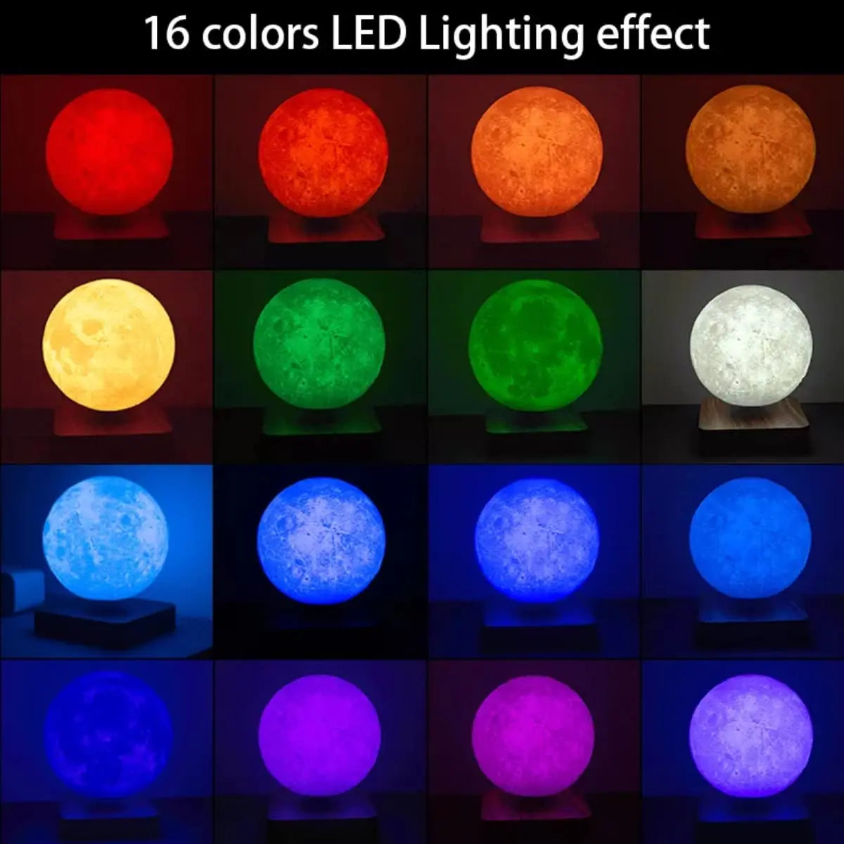 16 Colors Magnetic Levitation Moon Lamp Touch Floating 3D LED Printing Bedroom Bedside Atmosphere Desk Lamp Friends Gift