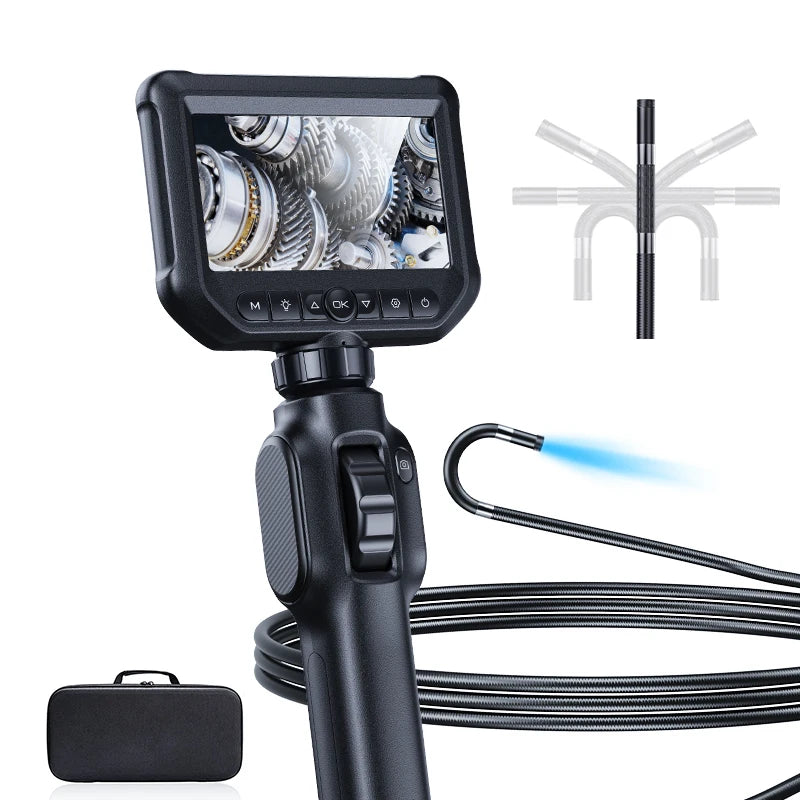Two-Way Articulating Borescope Industrial Endoscope Camera with Light,1M Inspection Scope for Automotive and Aircraft Mechanics