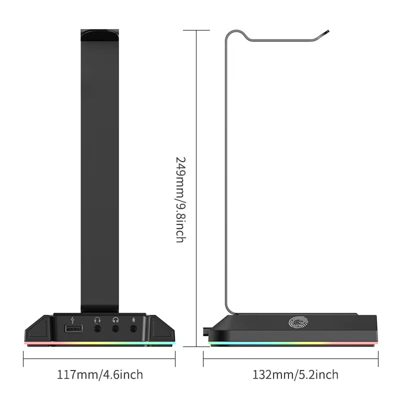 W1 Gaming Headset Stand with 7.1 Surround/2 USB and 3.5Mm Ports RGB Headphones Holder for Gamer Gaming PC Accessories Desk
