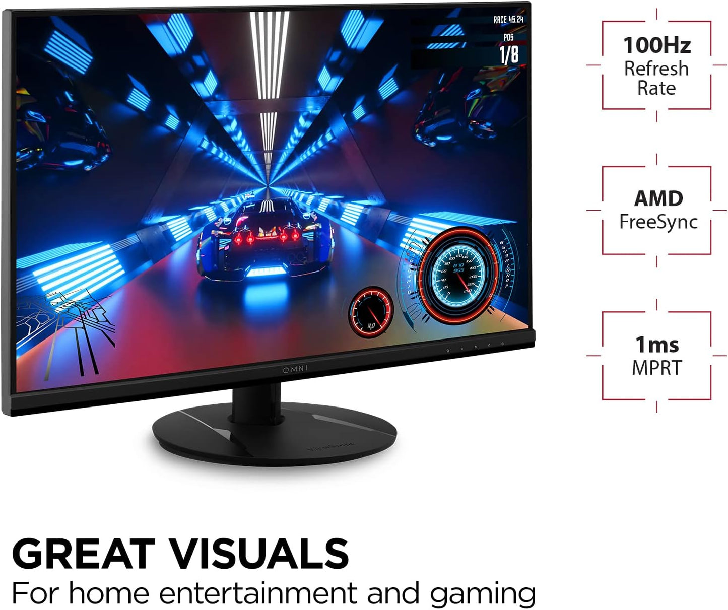 VX2716 27 Inch 1080P 1Ms 100Hz Gaming Monitor with IPS Panel, Freesync, Eye Care, HDMI and Displayport Inputs