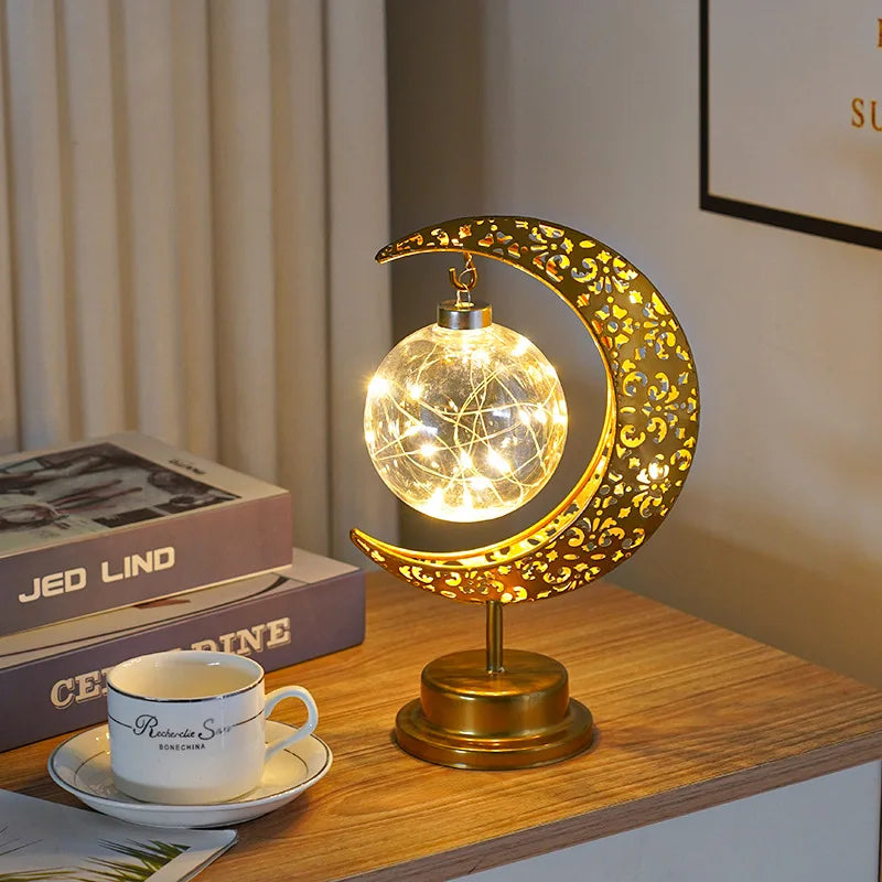 Ramadan Desk Lamp Led Moon Lamp Decoration for Home Metal Ramadan Kareem Light Decoration Eid Mubarak Muslim Eid Al Adha Gifts