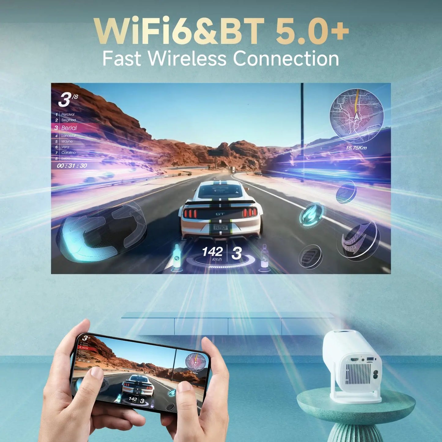 P30PRO Smart Mini Projector Android 14 Wifi6 BT 5.0 Support 4K 1280*720P Smart Home Cinema Outdoor Portable Projector
