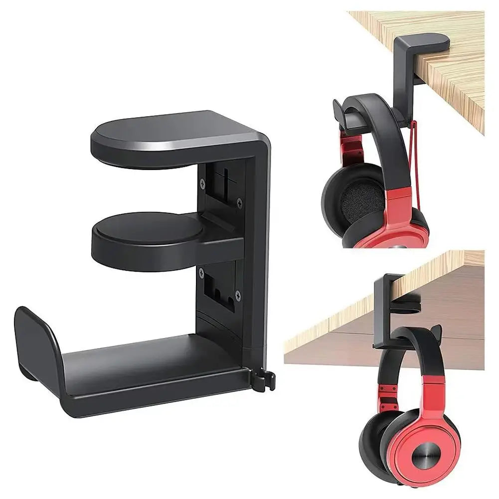 Pc Headphone Stand No Punch Table Clip Hook Headphone Holder 360 Degree Rotating Headphone Holder Miscellaneous Storage Hanging