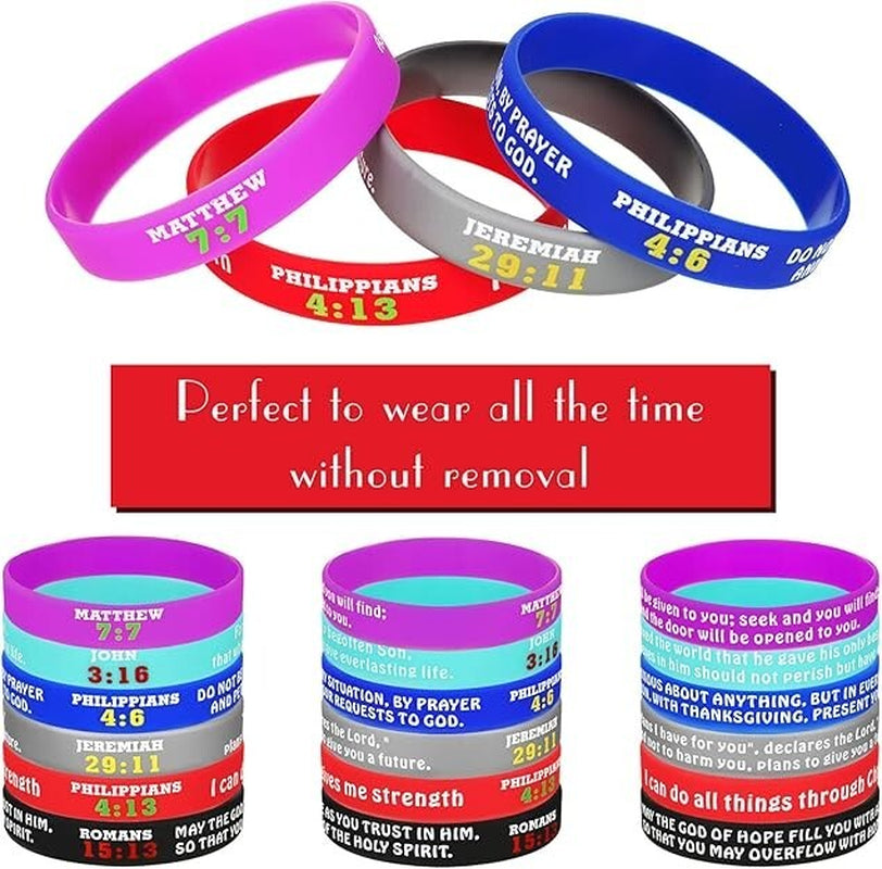 48 Pcs Christian Rubber Bracelets Religious Bracelets Silicone Bracelet Rubber