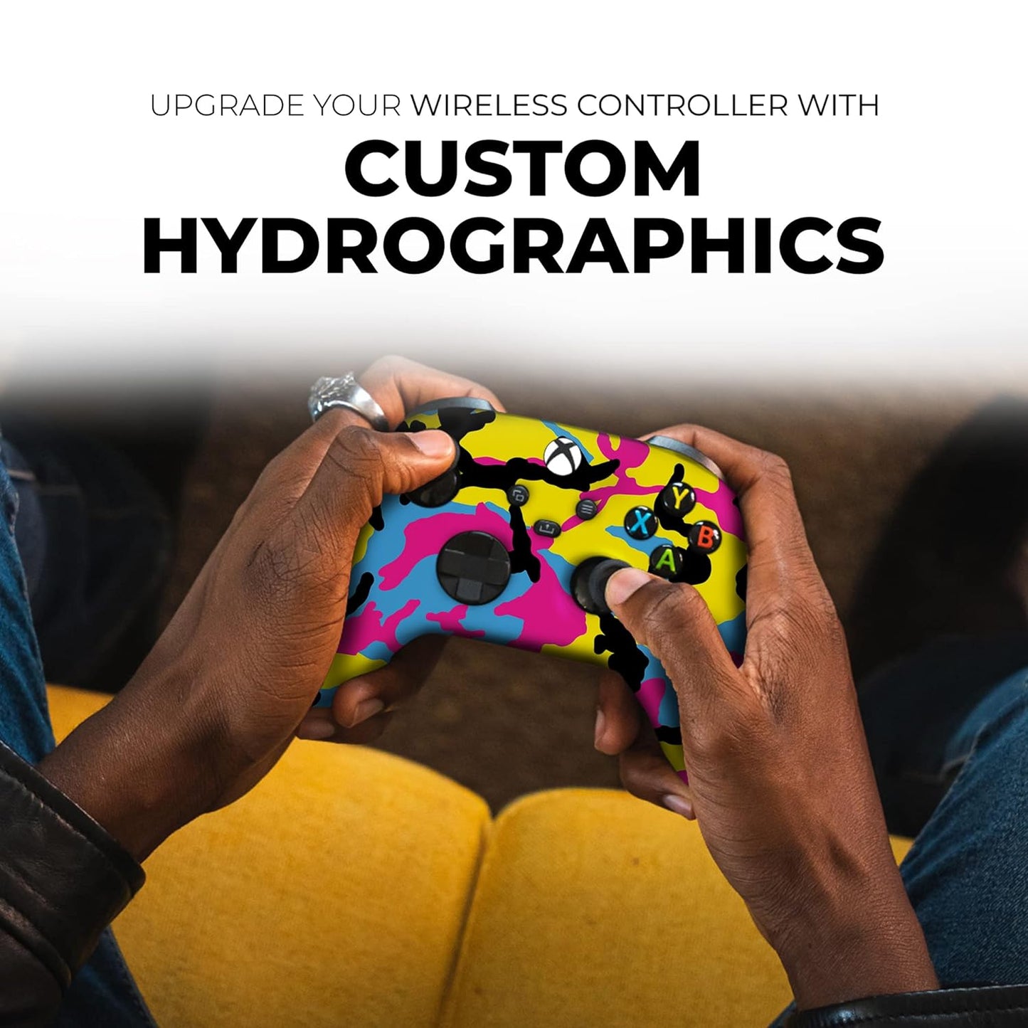 CMYK Camo Custom X-Box Controller Wireless Compatible with X-Box One/Series X/S Proudly Customized in USA with Permanent HYDRO-DIP Printing (NOT JUST a SKIN)