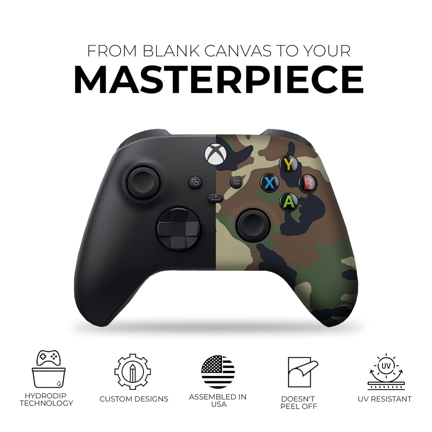Armmy Camo Custom X-Box Controller Wireless Compatible with X-Box One/Series X/S Proudly Customized in USA with Permanent HYDRO-DIP Printing (NOT JUST a SKIN)
