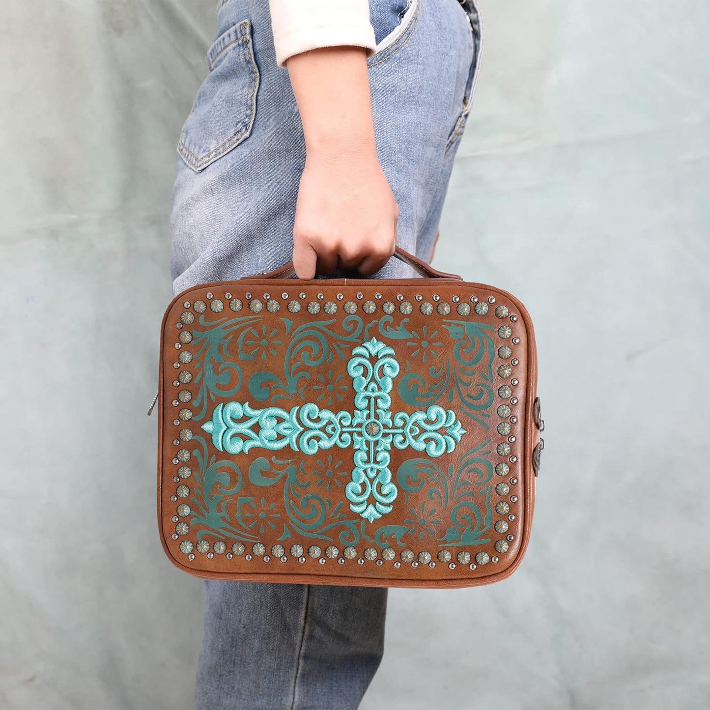 Western Style Embroidered Bible Covers for Women Men Bible Carrying Case Church Bag Bible Protective
