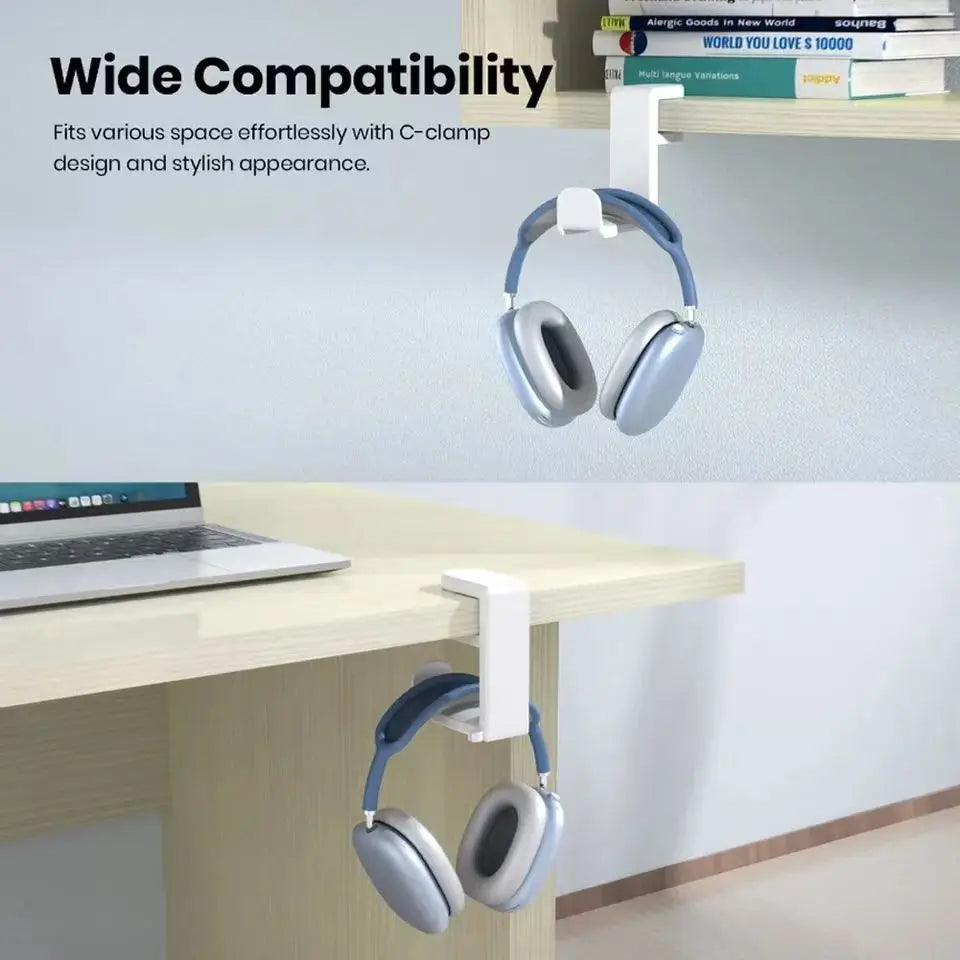 Pc Headphone Stand No Punch Table Clip Hook Headphone Holder 360 Degree Rotating Headphone Holder Miscellaneous Storage Hanging