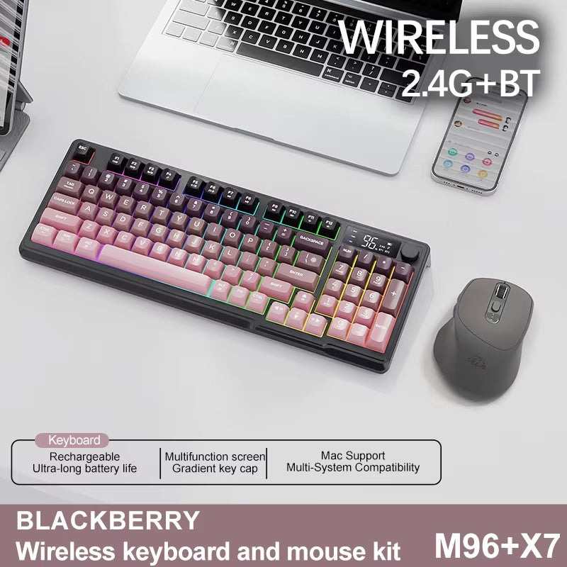 M96 Wireless Keyboard with Screen,Gaming Keyboard Bluetooth Dual-Mode Connection,Multi-Device Linking,Ergonomic
