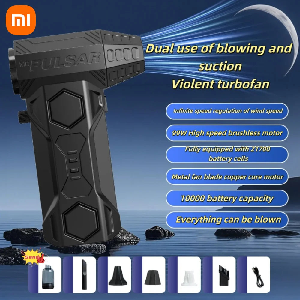 Xiaomi Turbo Jet Blower 990000RPM High Power Air Blower Brushless Motor Turbo Fan Wind Speed 75M/S 10000Mah Violent Air Blower