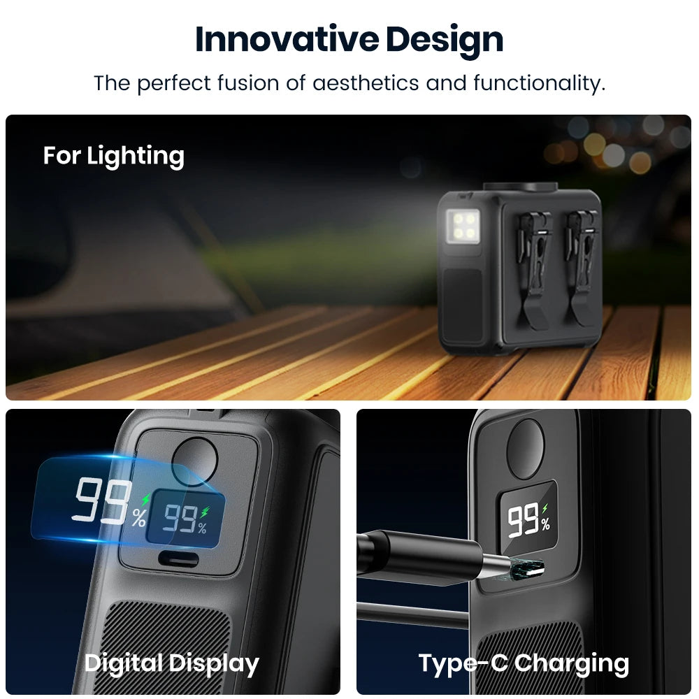 20000Mah Portable Waist Fan Clip on Personal Neck Fan with LED Flashlight & Power Bank,15000Rpm Strong Airflow,Wearable Belt Fan