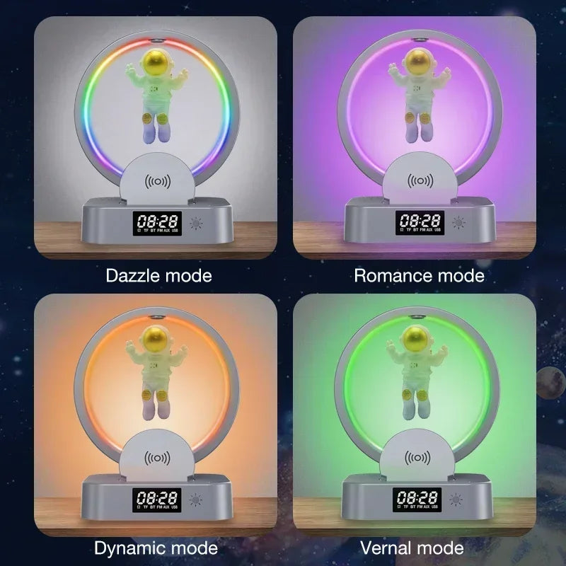 Magnetic Levitating Bluetooth Speaker Floating Astronaut Speakers Sound Box with LED Light Show Wireless Charger
