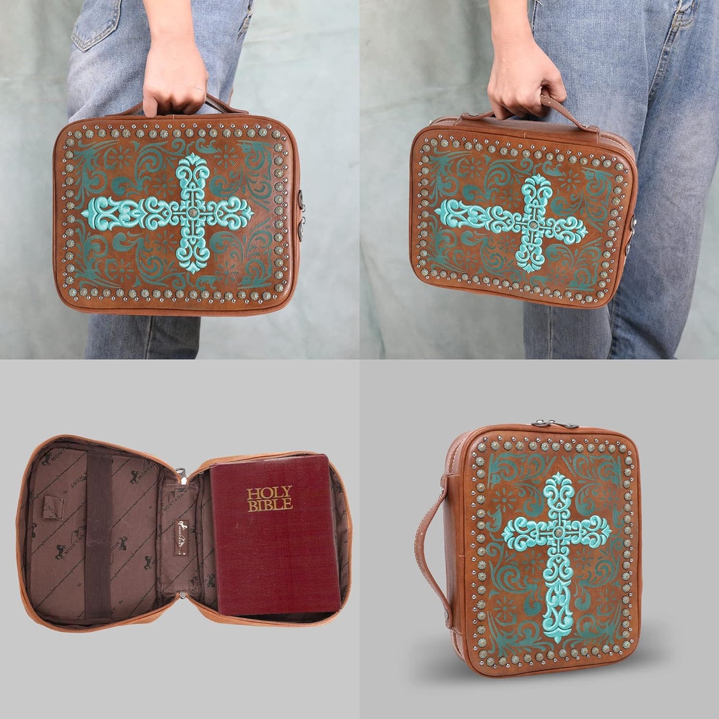 Western Style Embroidered Bible Covers for Women Men Bible Carrying Case Church Bag Bible Protective