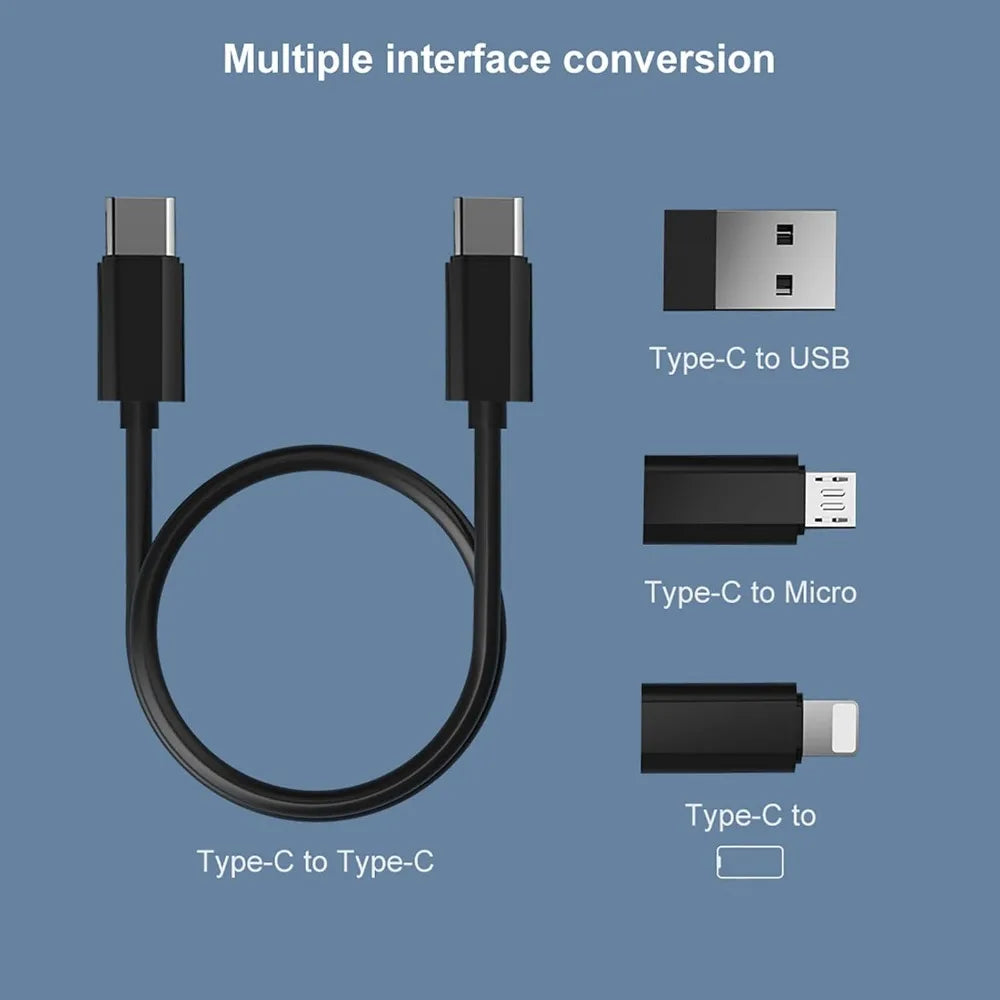 USB Type C Data Cable Set PD 60W Multifunctional Fast Charging for Iphone Xiaomi Charger Storage Box Adapter Card Pin Travel Box