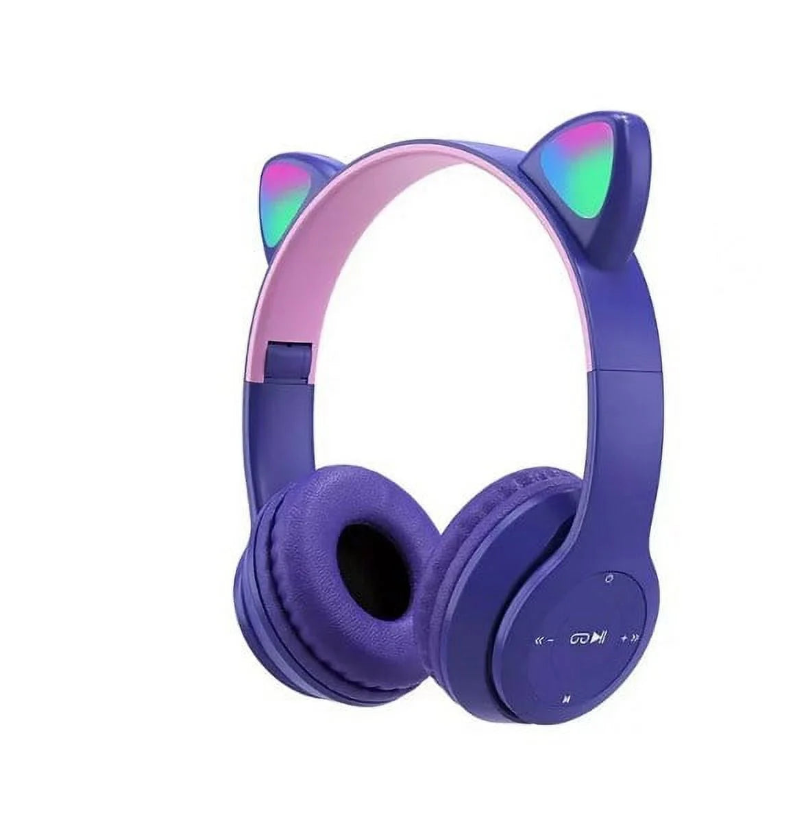 Kids Headphones, Cat Ear Wireless Headphones, LED Light up Bluetooth over on Ear Purple Headphones for Toddler Boy Girl Teen Children with Microphone,Purple